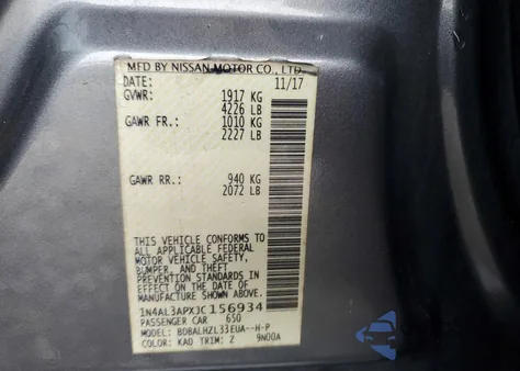 2018 Nissan Altima 2.5 z USA, uszkodzony, nr VIN 1N4AL3APXJC156934